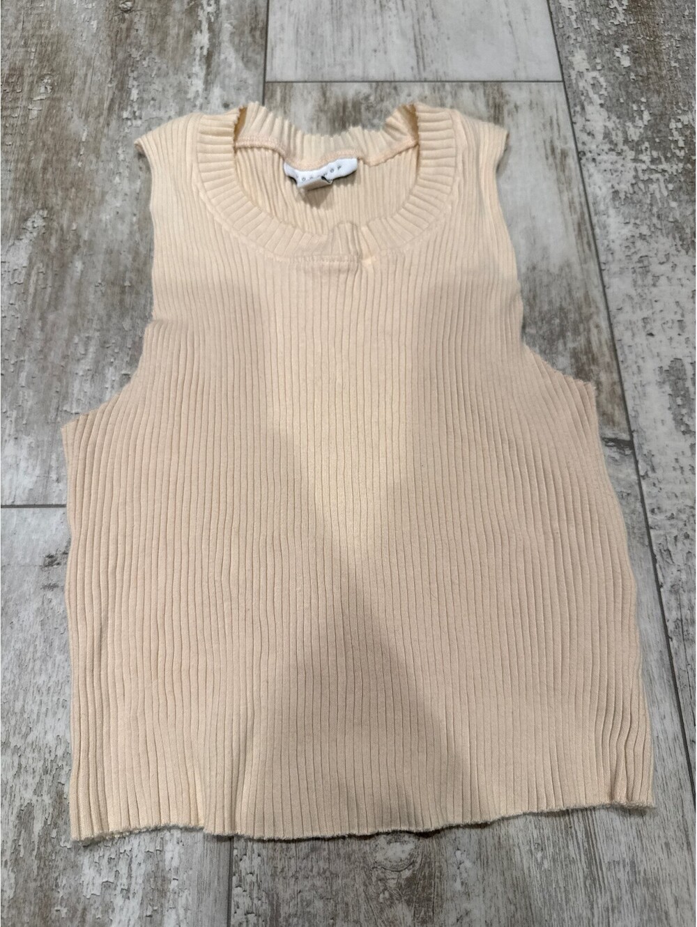 Topshop US 6 Cream Ribbed Sleeveless Knit Top Y2K
